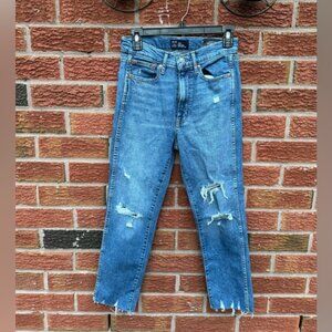GAP High Rise Vintage Slim Distressed Blue Jeans